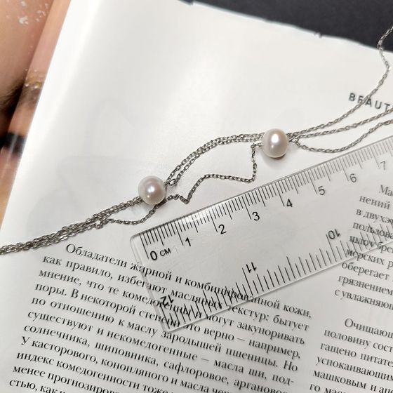 Срібне кольє з перлами бароковими