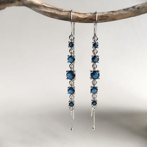 Silver earrings with sapphire nano 1.887ct