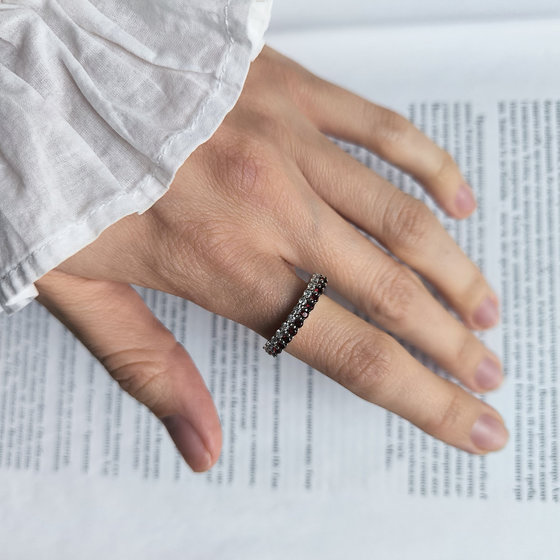 Silver ring with garnet