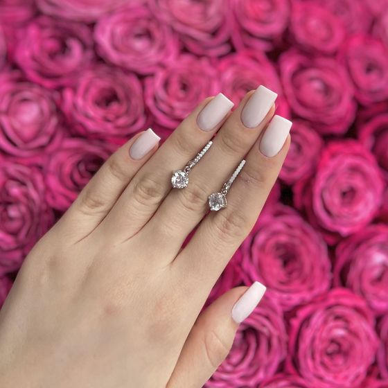 Срібні сережки з фіанітами