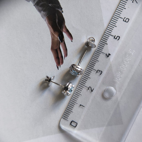 Срібні сережки з топазом 1.608ct, фіанітами