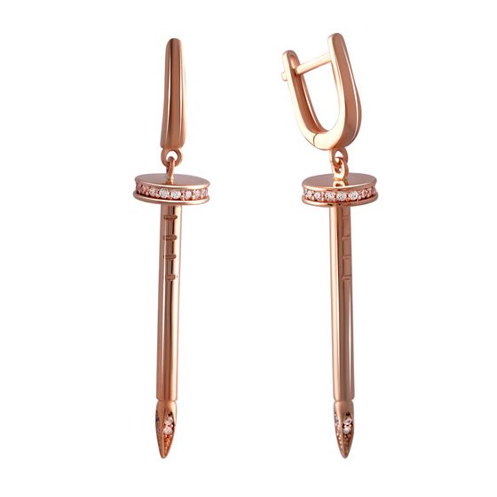 Золоті сережки з фіанітами 0.6ct