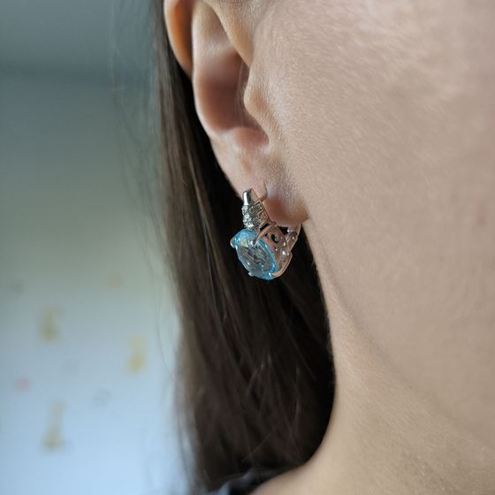 Серебряные серьги с топазом 11.672ct