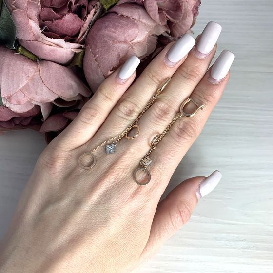 Золотые серьги с фианитами 0.08ct