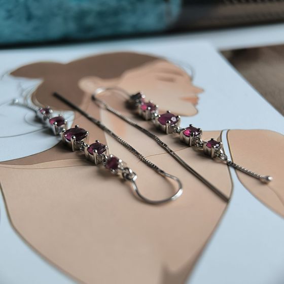 Срібні сережки з рубіном 3.58ct