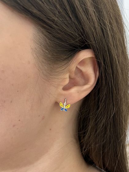 Срібні сережки з емаллю