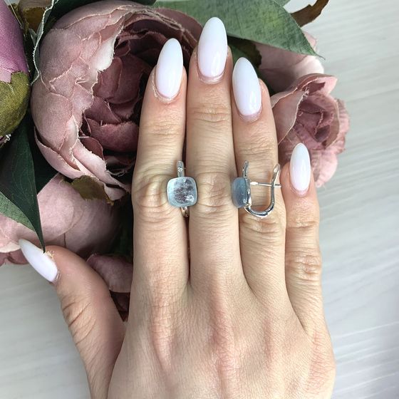 Серебряные серьги с аквамарином