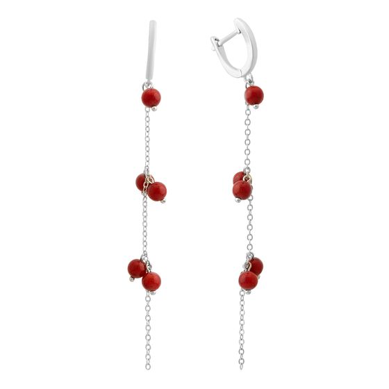 Срібні сережки з коралом