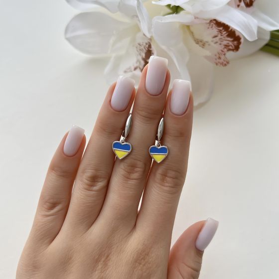 Срібні сережки з емаллю