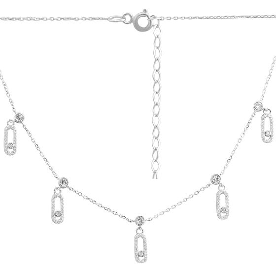 Silver necklace with cubic zirconia