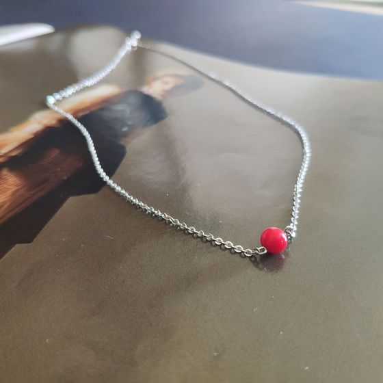Silver necklace with coral