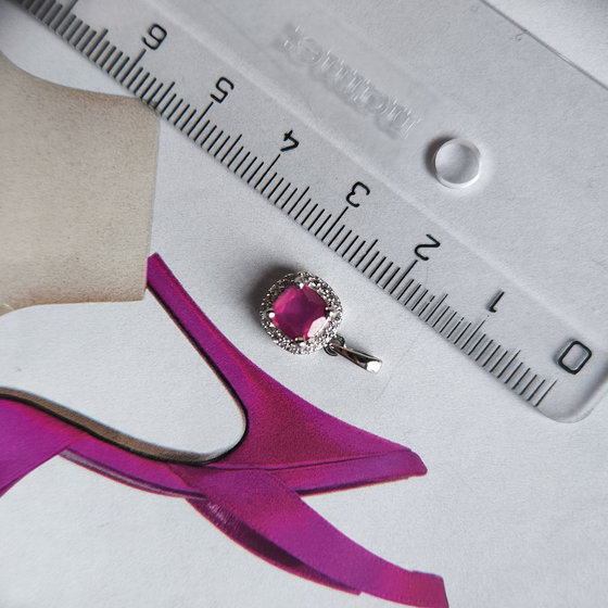 Silver pendant with 1.47ct ruby and cubic zirconia