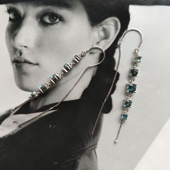 Срібні сережки з містик топазом 2.28ct