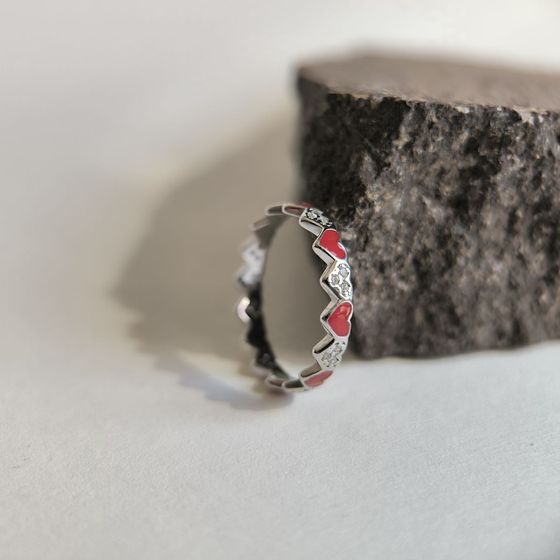 Silver ring with yemallu, fianites