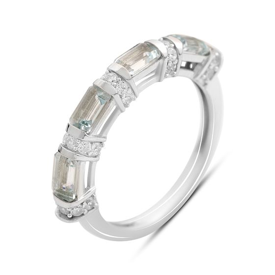 Срібне кільце з топазом 2.27ct, фіанітами