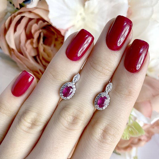 Срібні сережки з рубіном 1,713 карата