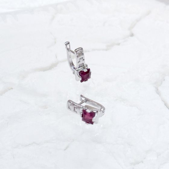 Silver earrings with ruby 1.76ct