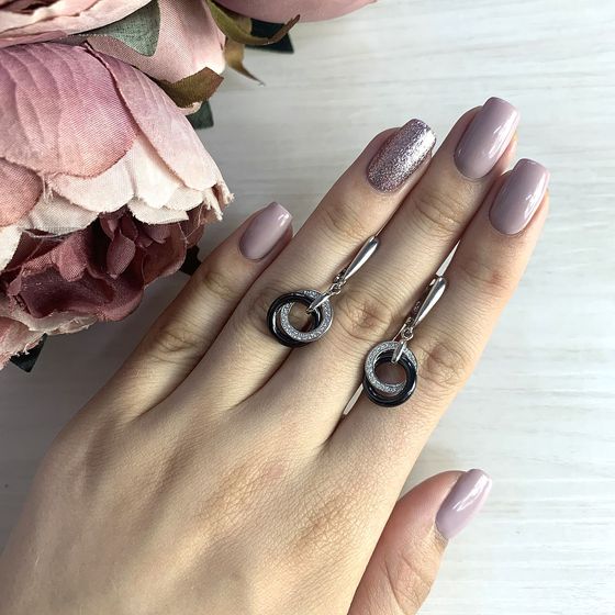 Silver earrings with ceramics