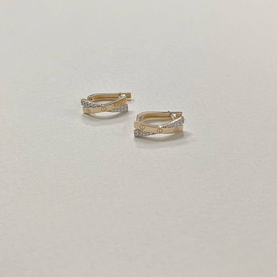 Золоті сережки з фіанітами 0.02ct