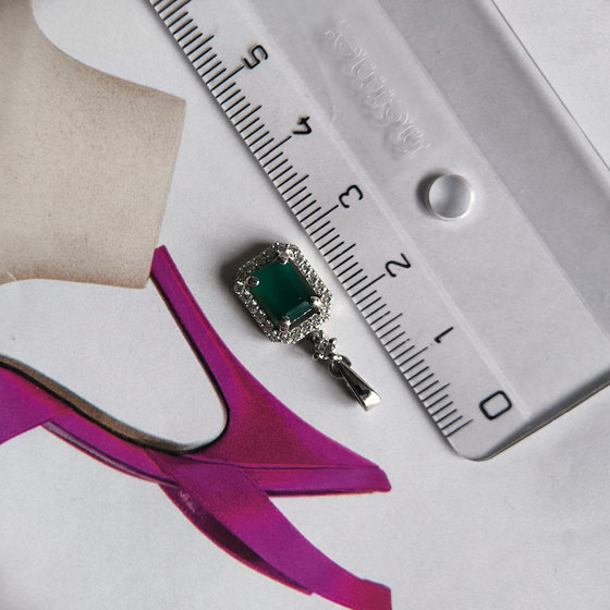 Срібна підвіска з агатом 1.543ct, фіанітами