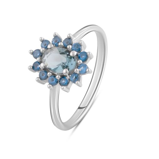 Серебряное кольцо с топазом Лондон Блю 0.308ct