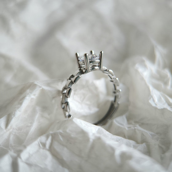 Silver ring with cubic zirconia