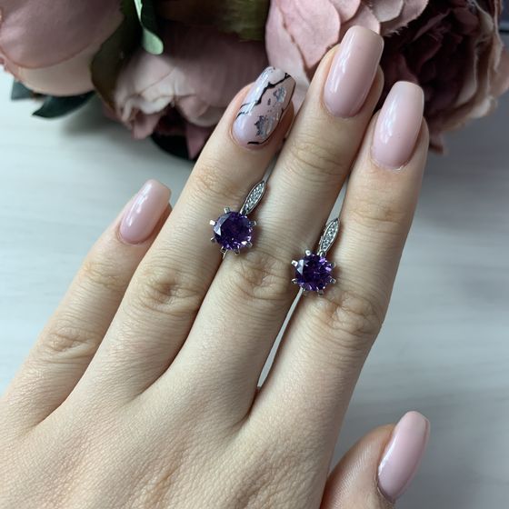 Серебряные серьги с александритом 4.644ct