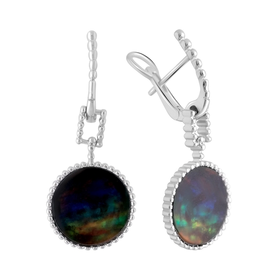 Silver earrings with ammolite