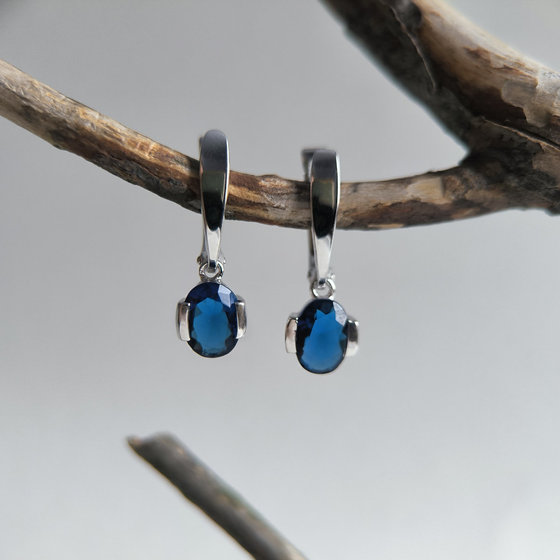 Срібні сережки з сапфіром nano 1.825ct
