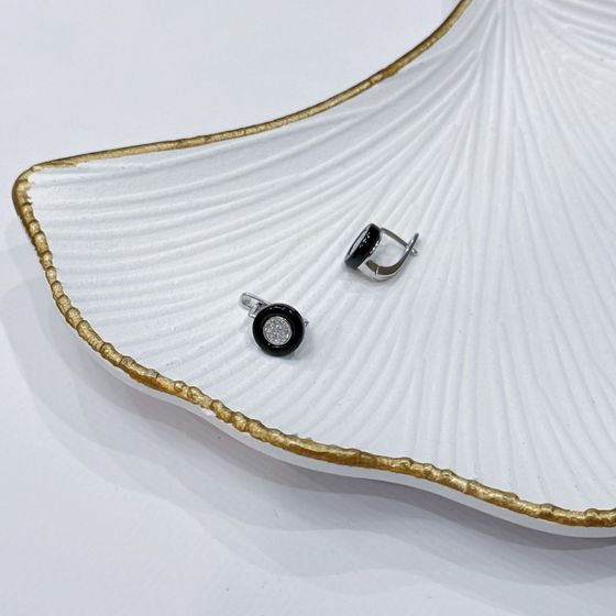 Silver earrings with ceramics
