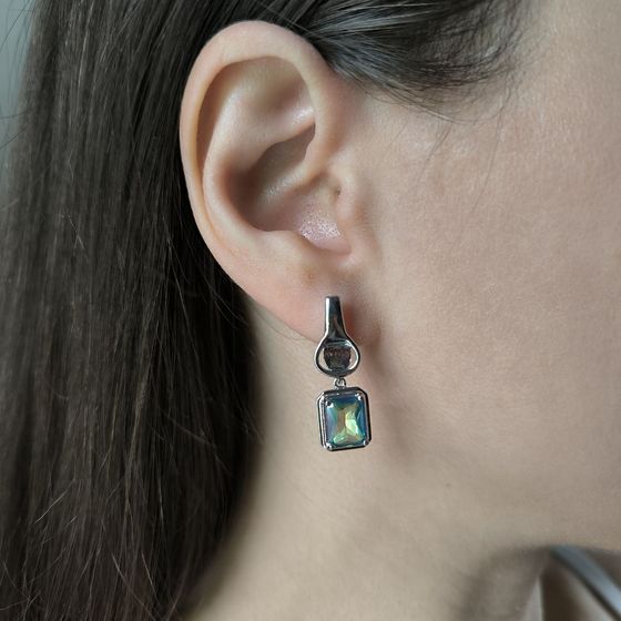 Срібні сережки з містик топазом 3.175ct