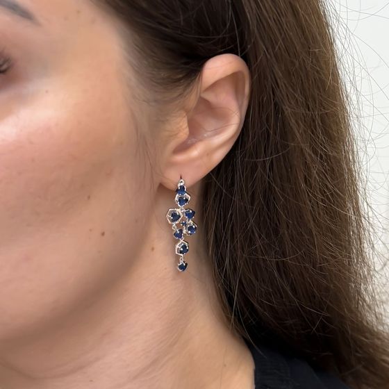 Silver earrings with sapphire nano 3.155ct