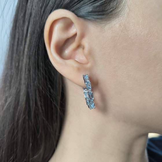 Срібні сережки з топазом, фіанітами