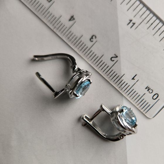 Срібні сережки з топазом 3,147 карата