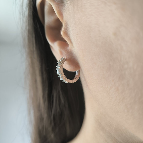 Silver earrings with cubic zirconia, enamel