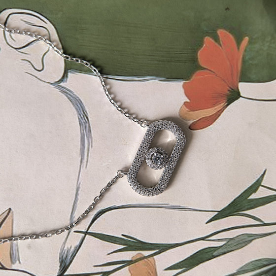 Silver necklace with cubic zirconia