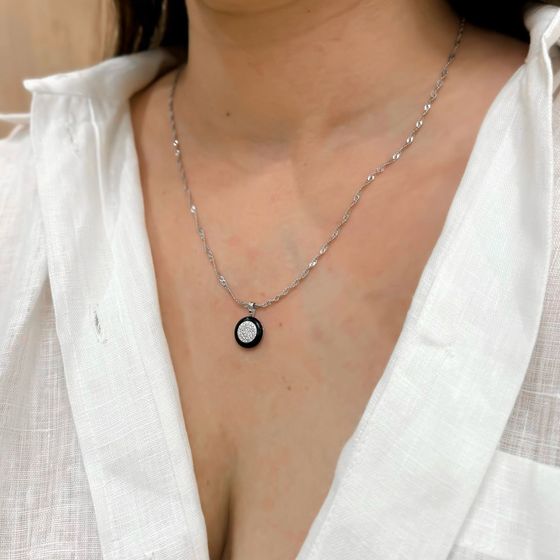 Срібна підвіска з керамікою, фіанітами