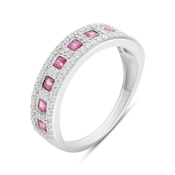Silver ring with a 1.458ct ruby and cubic zirconia stones