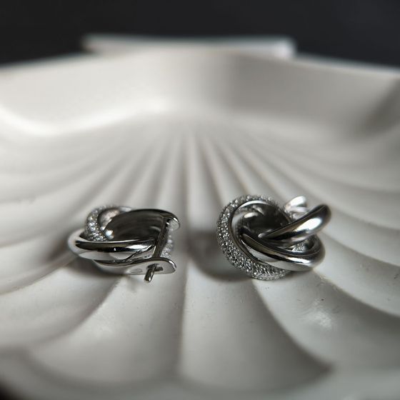 Срібні сережки з фіанітами