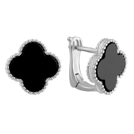 Срібні сережки з оніксом