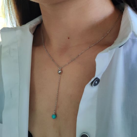 Silver necklace with turquoise