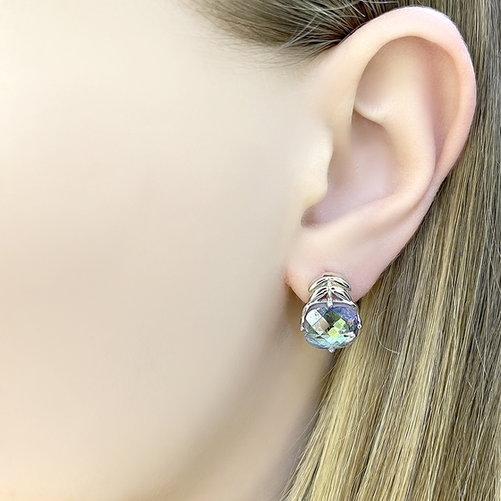 Серебряные серьги с мистик топазом 6.533ct