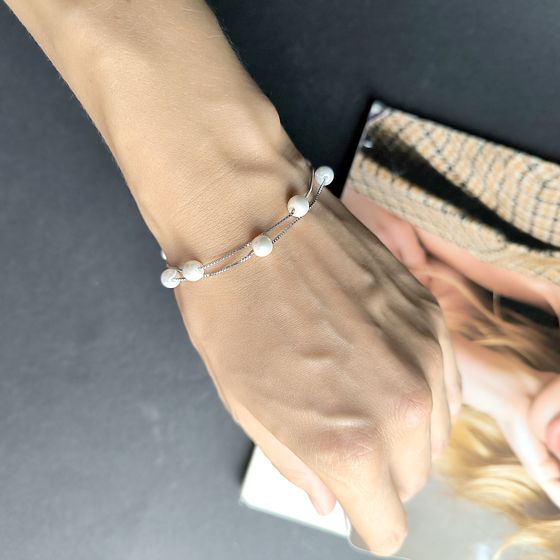 Срібний браслет з перлами