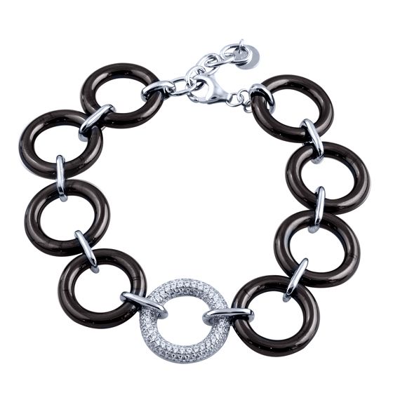 Silver bracelet with ceramics