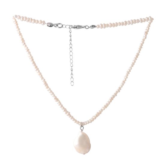 Серебряное колье с жемчугом барочным, жемчугом