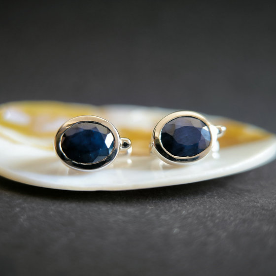 Срібні сережки з сапфіром 6.438ct