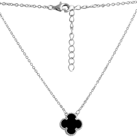 Silver necklace with onyx