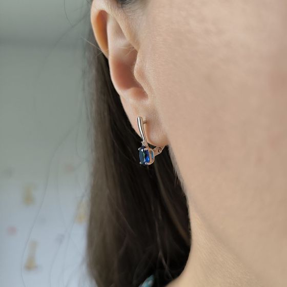 Срібні сережки з сапфіром nano 1.163ct