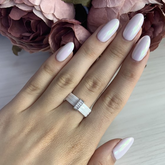 Silver ring with ceramics