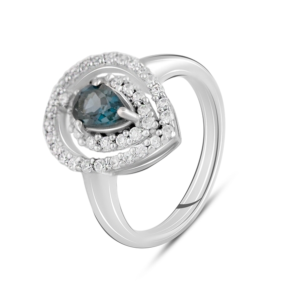 Серебряное кольцо с топазом Лондон Блю